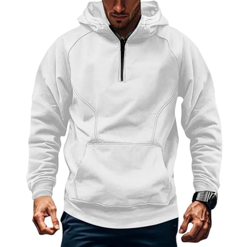 Graphic Hoodies For Men Quarter Zipper Sport Fleece Cargo Sweatshirts Y2K Fall Casual Long Sleeve Pullover With Pocket