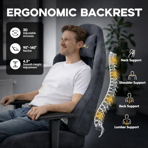 Image of Video Gaming Chair for Adults with Footrest, Ergonomic Computer Chair, Gray