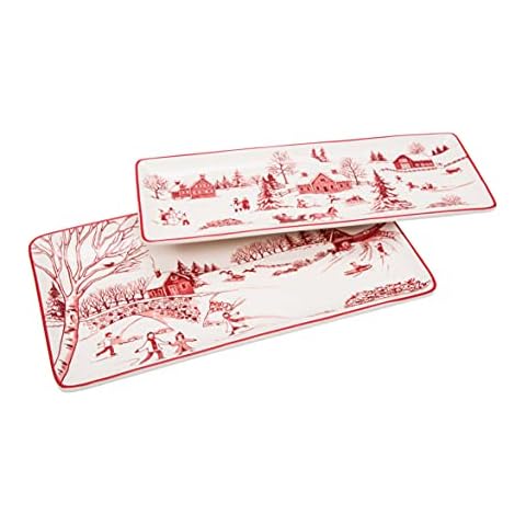 Bico Toile De Jouy Winter Wonderland - Fuente rectangular de cerámica de 35 cm Cover