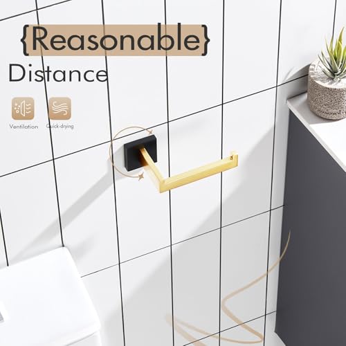 Image of KOKOSIRI Toilet Paper Holders Wall Mounted Toilet Roll Holder for Bathrooms Hardware Washroom T-304 Stainless Steel, Matte Black and Gold B2003GDK