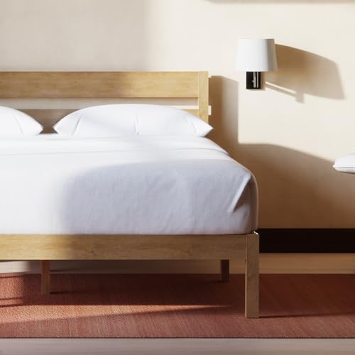 Image of LIFEMENT Classic Wood Platform Bed Frame with Headboard, Essential, Noise Free, Under Bed Storage, No Box Spring Needed, Easy Assembly (Natural, Twin)
