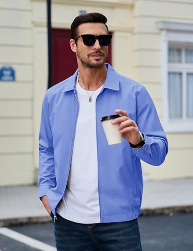 Image of MAGCOMSEN Men's Lightweight Jackets Full Zip Up Light Coat Laydown Collar Jacket Casual Windbreaker Jacket with Zip Pockets