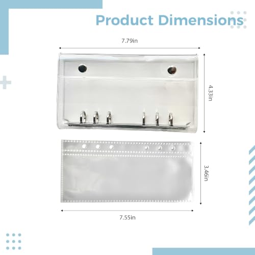 Insertos de planificador A6 con 60 páginas de bolsillo de cuadrícula y fundas transparentes 6