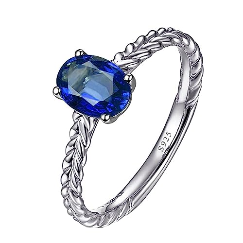 Bague de fiancailles femme argent 925 alliance mariage solitaire oval bleu