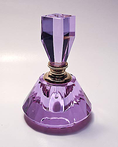 Alice-Aliya Genuine Purple (Violet) Colored Crystal Perfume Refillable Empty Glass Bottle with Crystal stopper and rod.