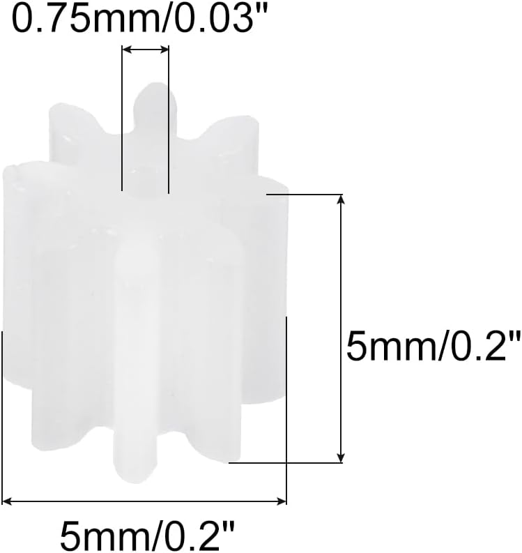 MECCANIXITY 20 Pcs Plastic Gears 8 Teeth Plastic Motor Gear Model 81A Reduction Gear for RC Car Model DIY Robot (White, Module 0.5)