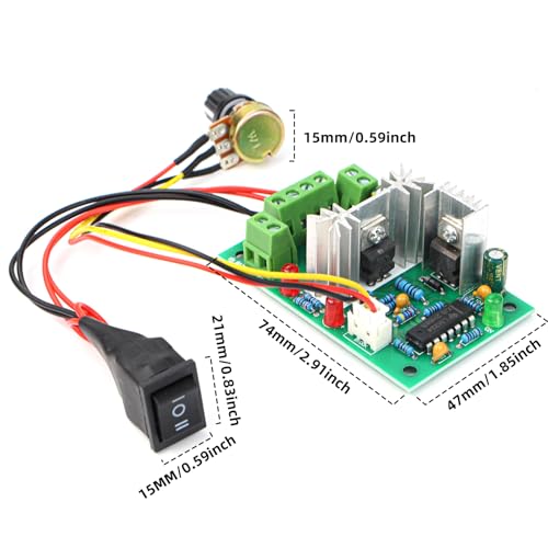 RioRand Upgraded Adjustable DC Motor Speed PWM Controller 10V 12V 24V 30V Reversing Switch 120W - Thumbnail 2