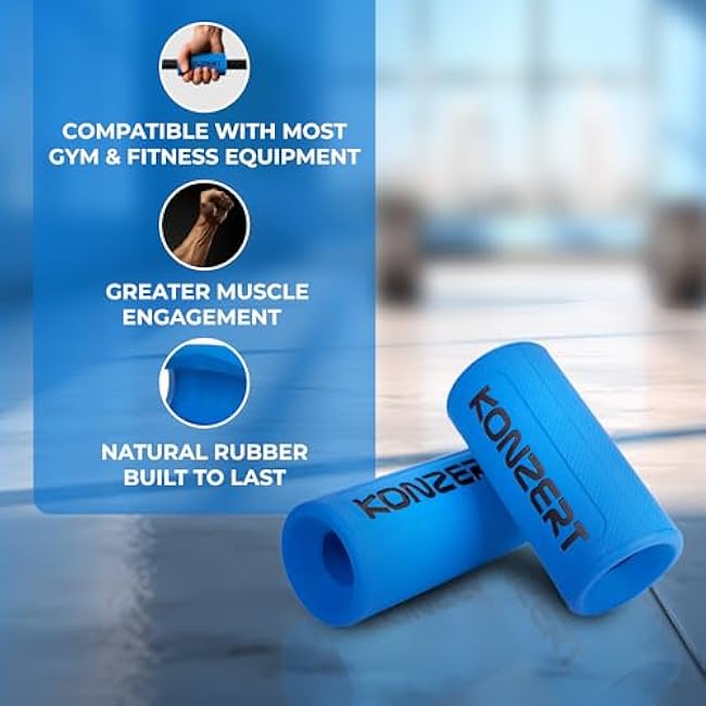 Grip Strength Trainer - Dumbbell & Bar Grips for Lifting, Forearm Training, Pull Up Handles, Weightlifting Workout Equipment, Thick Rubber Grips, Barbell Attachments, Gym Workout Gripper