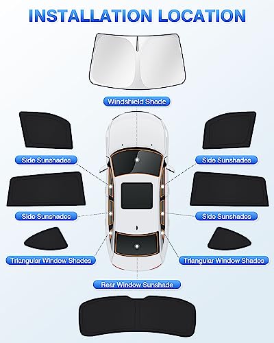 Image of Canvcle Windshield Sun Shade for 2020-2025 2026 Toyota Highlander Accessories Side Rear Window Shade Cover Set Window Sun Visor Privacy for Camping Keep Vehicle Cool Black 8PCS