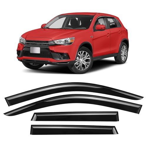 ZZDSNJ Tape-On Rain Guard 4-Piece for 2011-2023 Mitsubishi Outlander Sport/ASX Windows Visor Shield Shade Smoke