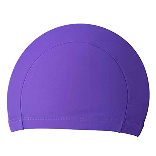 Elenxs - Gorro de natación de Tela de poliéster, Morado