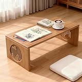 teyeard Japanese Folding Coffee Table, Foldable Low Coffee Tables, Bamboo Floor Table Desk for Sitting on The Floor, No Assembly, Portable Living Coffee Table (39.4 Inch)