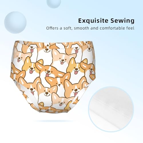Cute Corgi Dog Girls' Underwear Soft Cotton Little Girls Panties Comfort Briefs3