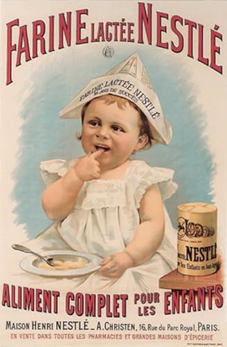 Générique Nestle Affiche Publicitaire Vintage sur Papier Satiné 190g/m2, Farine Lactée, Disponible en 4 Tailles de 30x20cm à 100x66cm (66x100cm)
