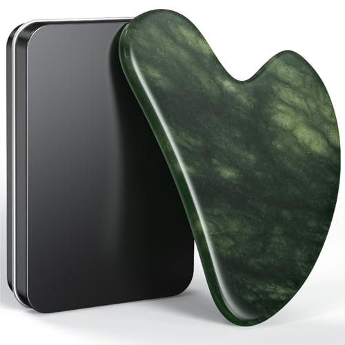 Jade Gua Sha Stein Natürliche Jade Stein Guasha Werkzeug für Gesicht Akupunktur Therapie Triggerpunkt Behandlung (Grün)
