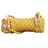 Cuerda de seguridad resistente de 10 mm con 2 mosquetones, ideal para escalada y rescates al aire libre, disponible en longitudes de 10 m y 20 m (20 m, amarillo)