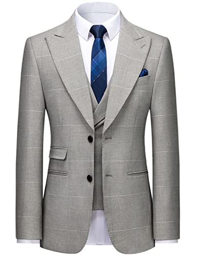 Costume trois pièces pied-de-poule pour homme avec veste deux boutons et revers à pointe