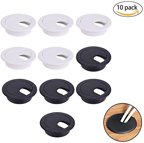 10 PCS Desk Grommet Desk Hole Cover Plug Cap Plastic Use to Hide Cords Cables in Office Desk Entertainment Center Tabletop Diameter 2"/50mm 5Pcs White 5Pcs Black
