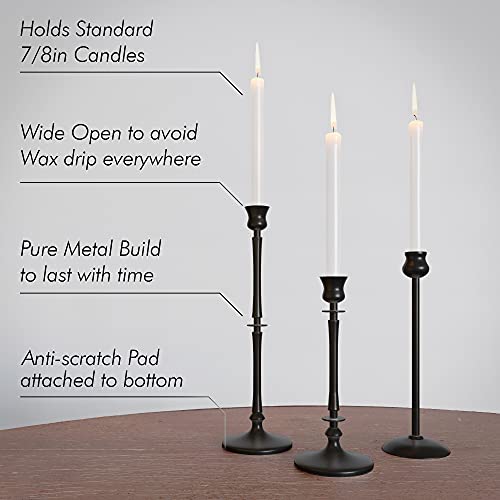 Lilo Design Co. Matte Black Taper Candlestick Holders Set Of 3 thumb #1