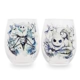 Silver Buffalo Disney Nightmare Before Christmas Stemless Wine Glass Set, 20-Ounce, Set of 2