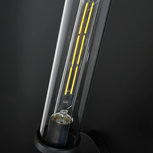 Black Wall Sconces Set Of Two, 19" Knurling Wall Sconce Cylinder Sconces Wall Lighting, Tube Glass Wall Lights For Bathroom Vanity Light Wall Lamps For Living Room, Hallway, Bedroom, Staircase #TOP5