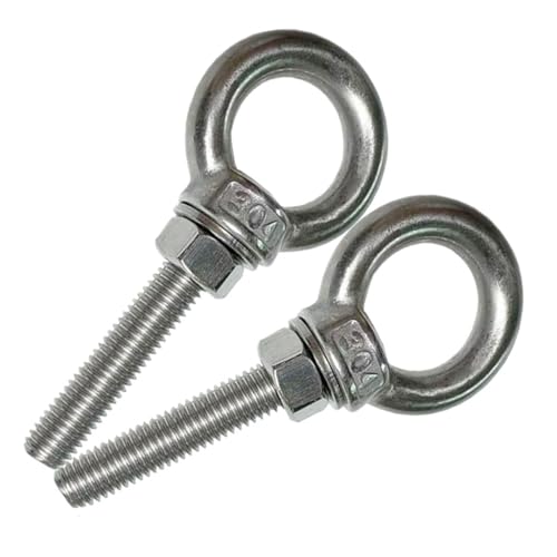 Image of Shoulder Eye Bolt, 2 PCS M10 Heavy Duty Lifting Ring 2 inch Threaded Eyebolt Lifting Ring Eye Bolts with Nuts and Flat Washers(Thread Length 50mm)