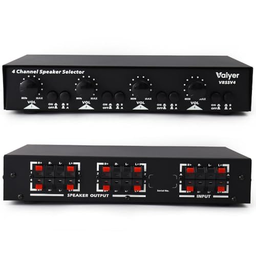 Vaiyer 4-Channel Speaker Selector with Volume Control – 600W Max