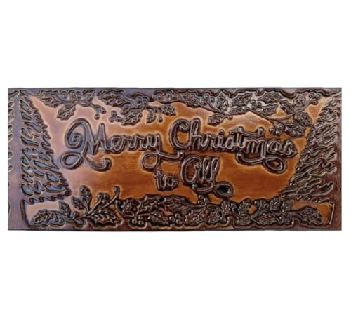 Brown Tooled Santa Claus Belt & Buckle, Merry Christmas to All, Solid Leather, 3" Wide4