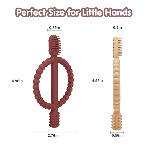 Image of Baby Teething Toy - Set of 2, Silicone Toothbrush Teether with Easy-Grip Handle, Dual-Sided Texture for Massage & Soothing Sore Gums| Teether for Babies 0-24 Months | Ideal for Gifting