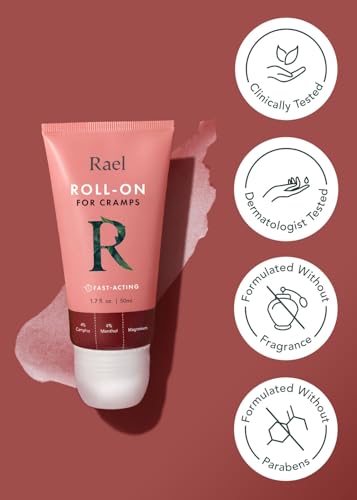 Image of Rael Roll-On Cream for Feminine Care, Camphor and Menthol Formula (1.7 oz) | Ginger, Turmeric, Fast Absorbing Roll-On Formula, Cooling Sensation for Period Care, Lightweight Application