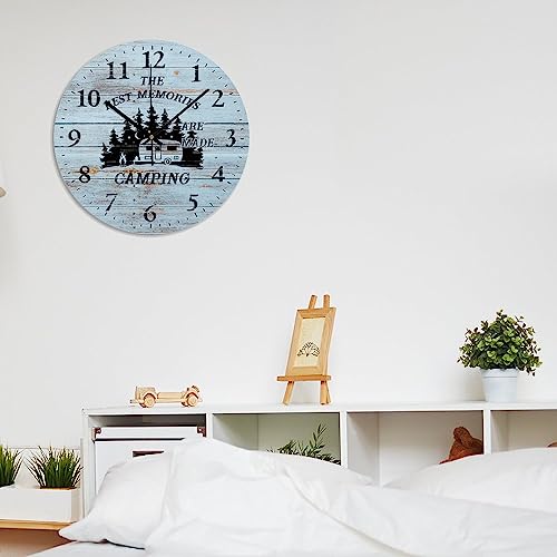 Reloj de pared redondo analógico silencioso de madera 10 pulgadas miniatura 6