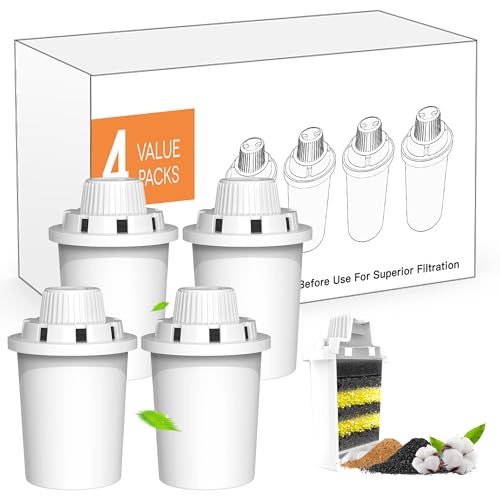 4 Packs Replacement Filters for Dog Water Fountain, Water Filter, for Stainless Steel Pet Fountain for Large Dogs- Vertical Filtration for D2223,D2322,D2340,D2341,D2419 Lasts Two Months