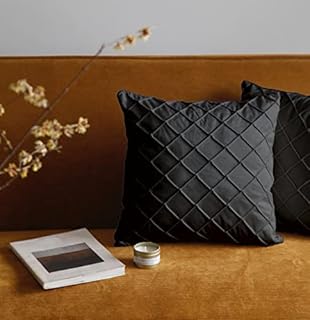Pagnanno. Set of 2 Soft Velvet Cushion Covers 45x45cm(18x18 Inches) Squares Throw Pillowcases Cushion Covers for Chairs,living room,bedroom with Invisible Zipper (18"x18" (Pack of 2), Black)