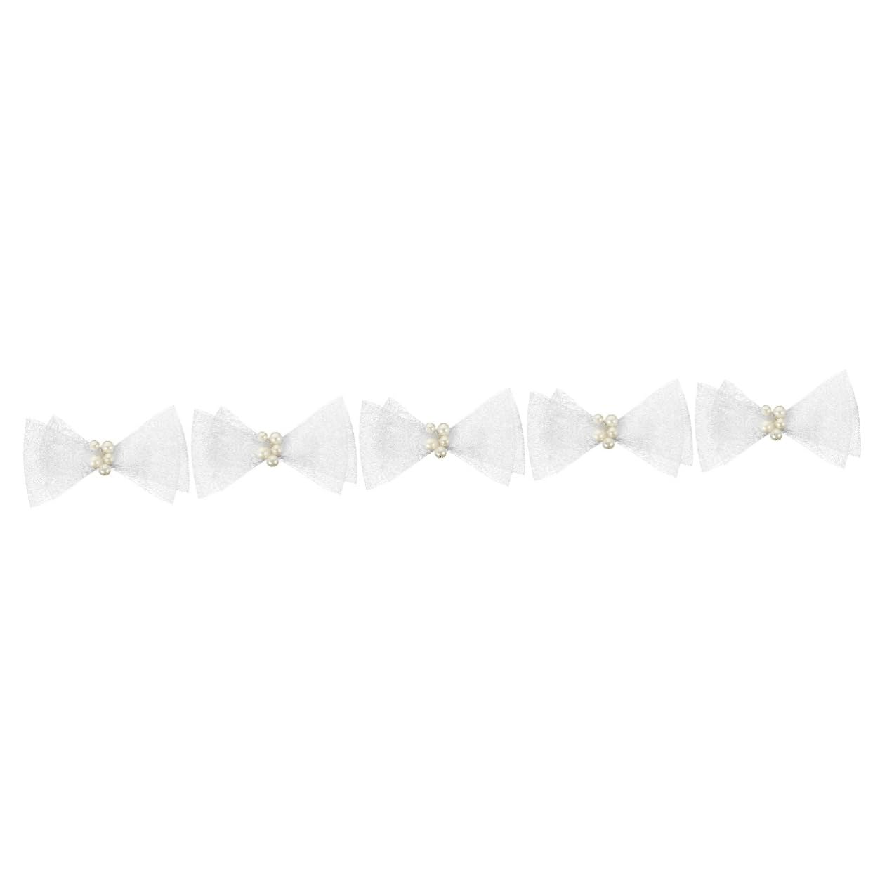 FRCOLOR 5pezzi Fermaglio Per Fiocco Con Perle e Tulle Accessorio Elegante Per Sposa e Cerimonie Per Acconciature Di Donne e Ragazze Resistente e Flessibile