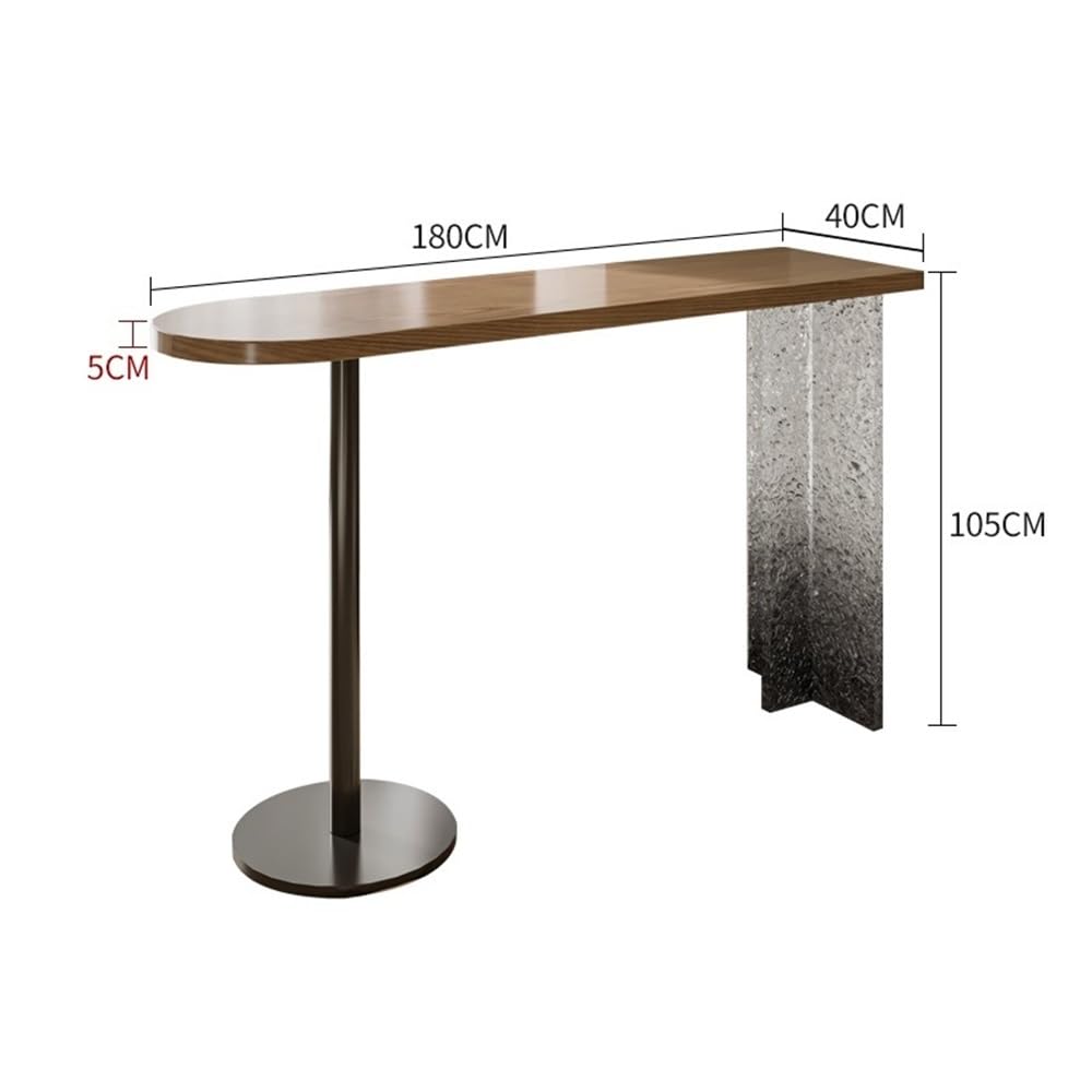 Table de Bar Table de Bar Salon en pin, Table Basse Semi-Circulaire Longue Hauteur for espaces étroits(180 * 40 * 105cm)