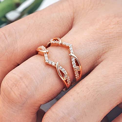 Blongme Rose Gold Plated Ring Enhancers For Engagement Ring Adjustable Stackable Rings Guard 925 Sterling Silver Aaaaa Cubic Zirconia Size 7 #TOP5