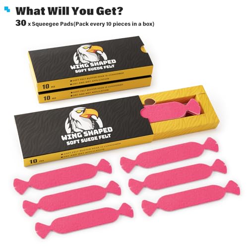 Image of Gomake Vinyl Squeegee Buffer 30PCS Pre-Cut Felt for Window Tint Wet or Dry Vinyl /PPF Application (Pink)
