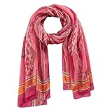 Leicht transparent CODELLO Damen Nachhaltiger Logo-Schal mit XL-Leo in peppigem Pink