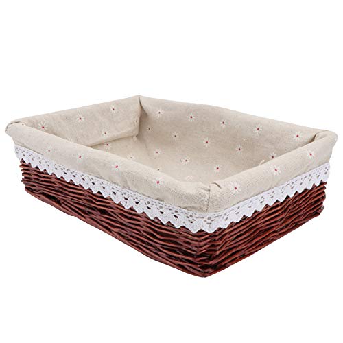 Cabilock Rattan Fruit Baskets Wicker Bread Basket Tray Willow Woven Snack Candy Serving Basket Round Desktop Storage Organizer for Key Food Kicthen Table Decoration