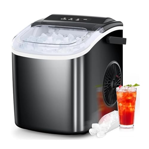 Máquina fabricadora de hielo portátil para encimera, con función de autolimpieza, produce 9 cubos en 6 minutos, incluye canasta y cuchara, para hogar/cocina/acampada/RV miniatura 3