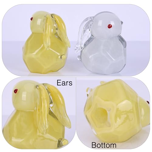 Set de 2 figuras de conejo de vidrio 4.6 pulg miniatura 4