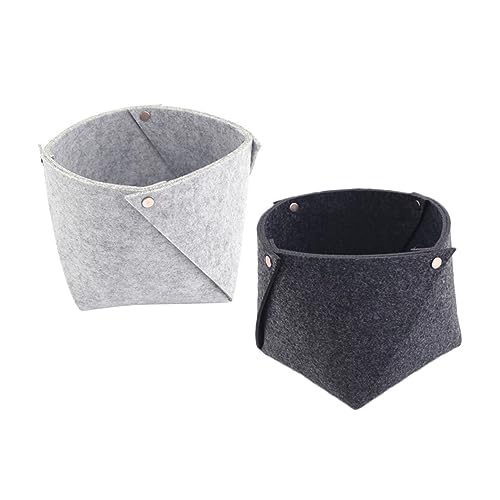 STOBAZA 2Pcs Felt Storage Basket Sundries Organizer for Bedside Minimal Design for Notepaper and More Grey Colors