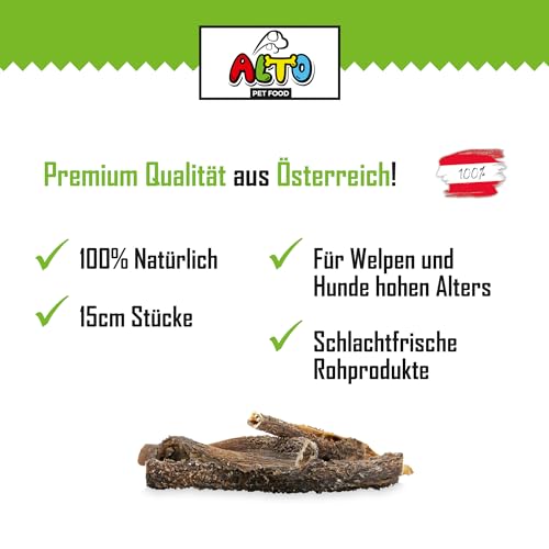 ALTO Getrockneter Rinderpansen für Hunde 400g - 15cm Stücke – Natürlicher Rinder-Pansen für Welpen, kleine und große Hunde - Hergestellt in Österreich
