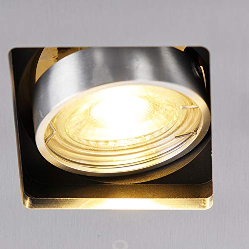 QAZQA Einbaustrahler Qure – Quadratisch, Kippbar, GU10, Silber, Für Deckenmontage
