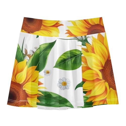 Joisal Tennis Skirts for Kids Watercolor Style Sunflowers Girls' Shorts Athletic Skorts Clothes School Skirt 4t2