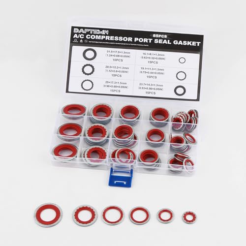 85PCS A/C O Ring Assortment Kit with Storage Case,6 Size AC O Ring Kit Provides Good Seal,Portable AC Seal Kits Car Accessories for Car Air Conditioning Compressor Repair (Red)
