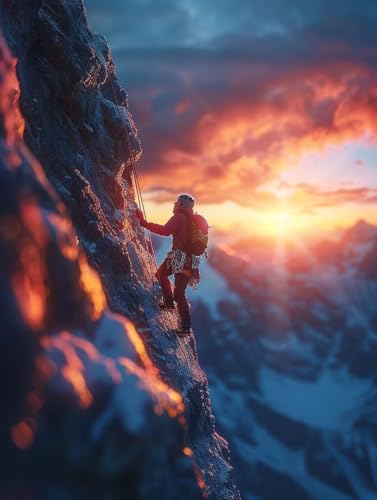 数字油絵キット ロッククライミング 数字で塗り絵 日の出 完全手書き 絵画 Paint by Numbers DIY 塗り絵 大人用 初心者向け 子供の 手塗り ペイントバイナンバー アクリル レトロ クリエイティブアート ハンドメイドクラフト 寝室の飾り