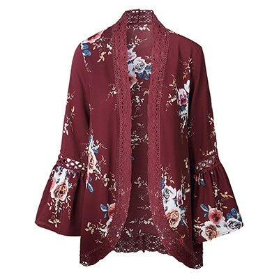 3nh Women’s Cardigan Lace Shirt Ladies Clothes Plus-Size Summer Tops Cotton Red