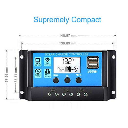 image for FANCY NOVA 30A Solar Charge Controller, Solar Panel Controller 12V/24V