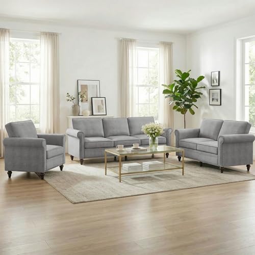 MUZZ 3PCS Sofa Set for Living Room,Modern Linen Couch...